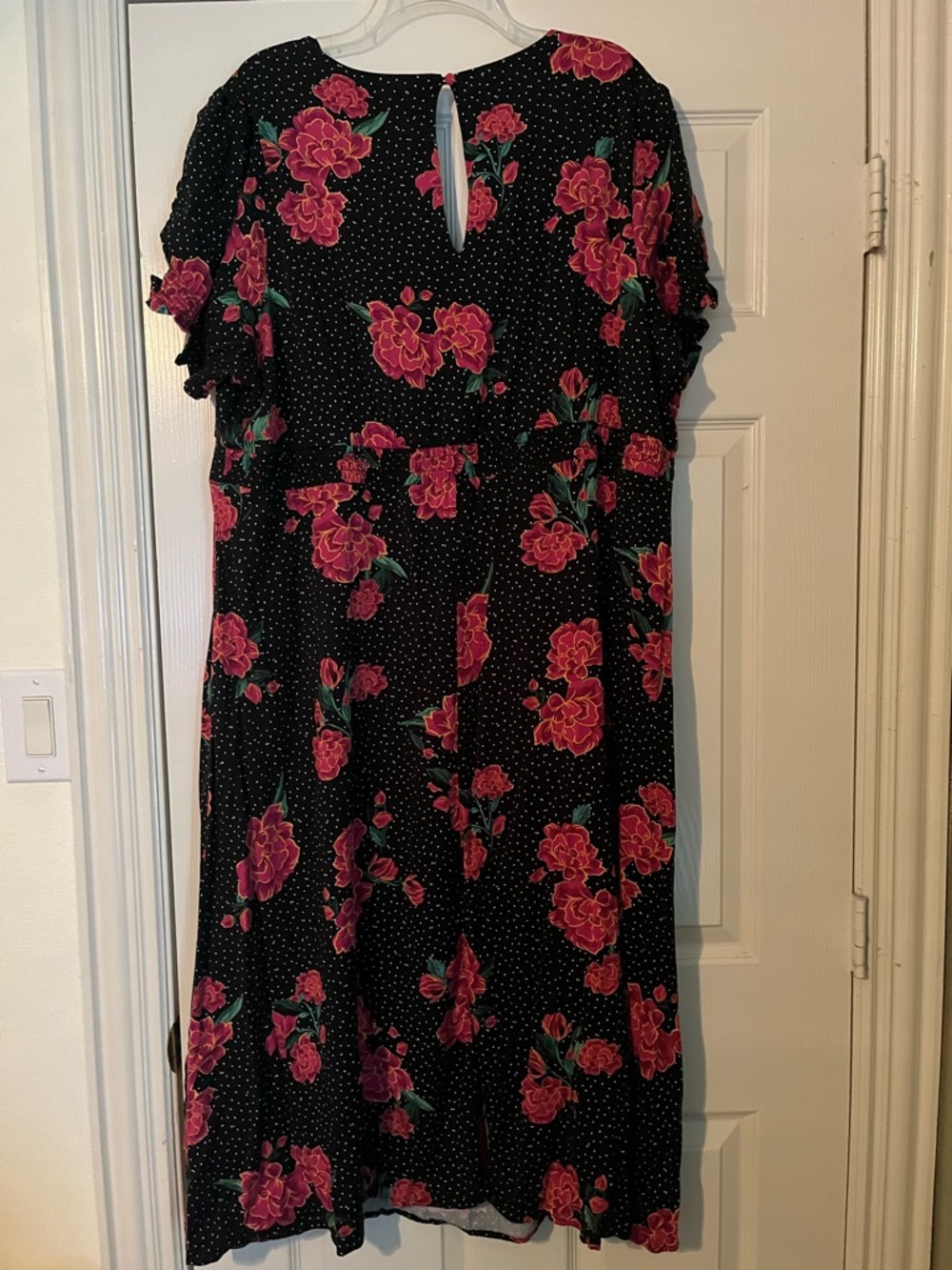 Torrid Black Floral Dress with Pink Rose Print with Pockets!